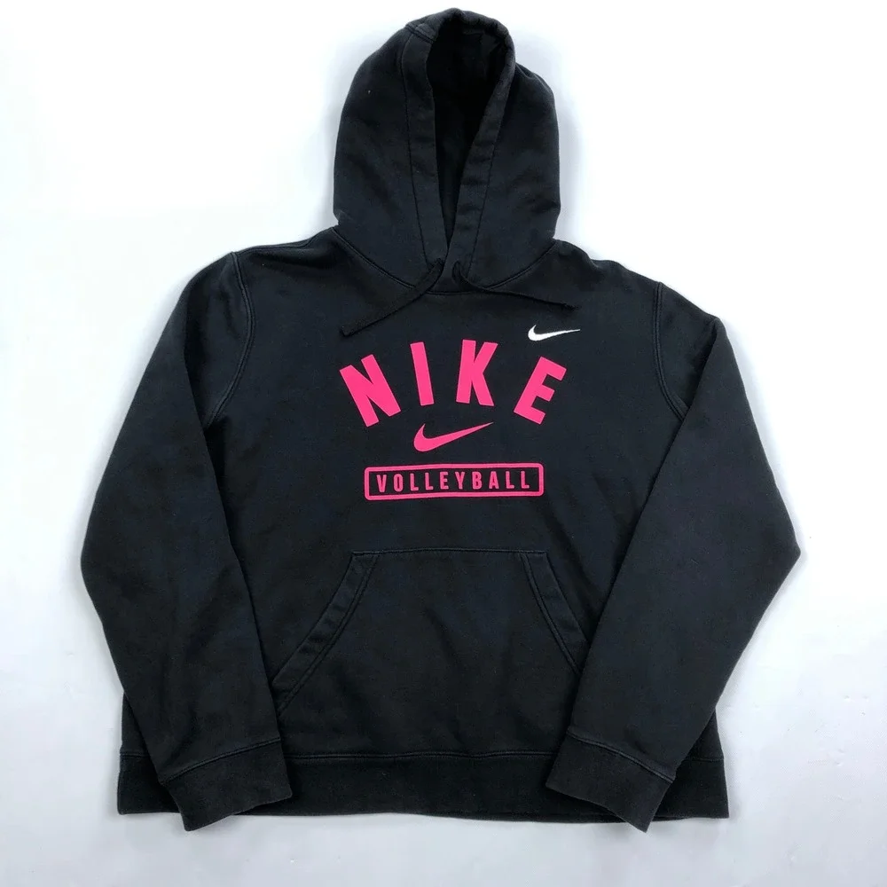 Nike Volleyball Hoodie Womens XL Black Pink Graphic Pullover CJ1789